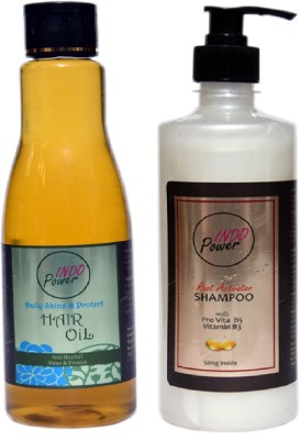INDO POWER Aa130-ZDAILY SHINE & PROTECT HAIR OIL 200ml. + ROOT ACTIVATOR SHAMPOO 500g. Hair Oil(700 ml)