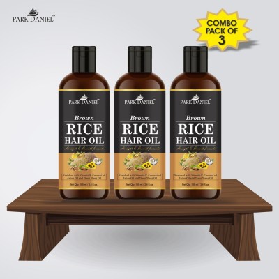 PARK DANIEL Premium Brown Rice Hair Oil Enriched With Vitamin E - For Strength and Hair Growth Combo Pack 3 Bottle of 100 ml(300 ml) Hair Oil(300 ml)