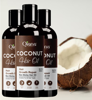 Qiana Coconut Hair Oil – Pure Coconut for Hair Health - Pack of 3 Hair Oil(100 ml)