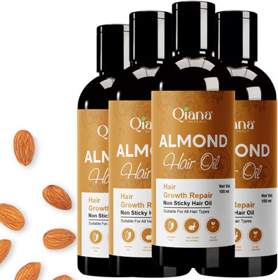 Qiana Almond Hair Oil – Smooth, Strong, Nourished – 4x100ml Hair Oil(100 ml)