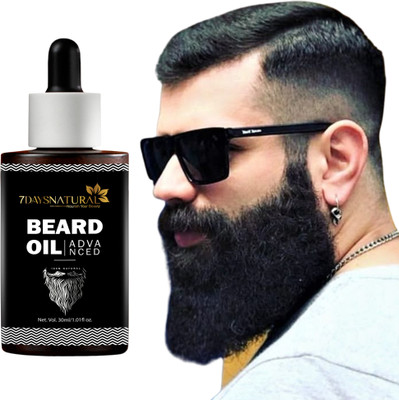 7days natural Beard Growth oil & almond oil For Beard Smooth Stylesh shine stronger black Hair Oil(30 ml)