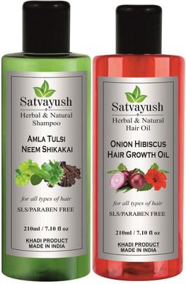 Satvayush Herbal Amla Tulsi Neem Shikakai Shampoo & Onion Hibiscus Hair Growth Hair Oil(420 ml)