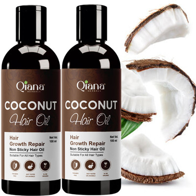 Qiana Coconut Hair Oil – Everyday Hair Care Solution - Pack of 2 Hair Oil(100 ml)