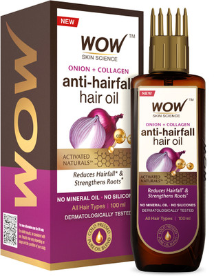 WOW SKIN SCIENCE Onion & Collagen Anti-Hairfall With Comb Applicator|Nourishes Scalp Hair Oil(100 ml)