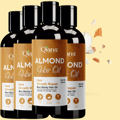 Qiana Fast-Absorbing Almond Hair Oil – 4x100ml Hair Oil(100 ml)