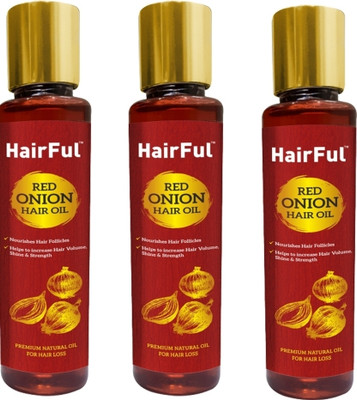 HairFul Onion Oil for Hair Regrowth Aryuvedic Hair Oil 100ml (Pack of 3) Hair Oil(360 ml)