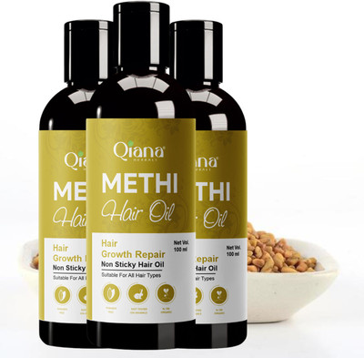 Qiana Methi Hair Oil – Herbal Solution for Hair Growth - Pack of 3 Hair Oil(100 ml)
