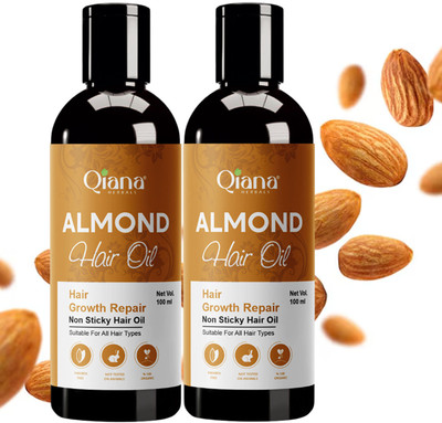 Qiana Lightweight Almond Hair Oil – 2x100ml Hair Oil(100 ml)