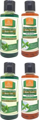 Khadi Pure herbal Neem, Teatree & Basil SLS & Thyme Henna SLS Hair oil Pack of 4 (840ml) Hair Oil(840 ml)