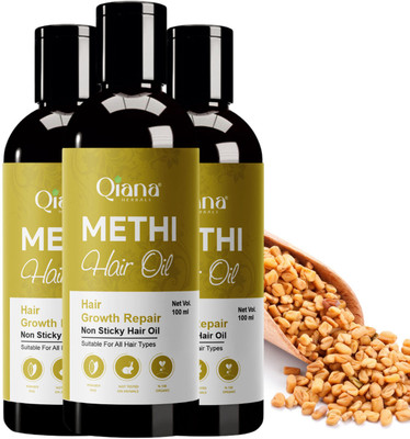Qiana Methi Hair Oil – Repairs Damaged Hair Naturally - Pack of 3 Hair Oil(100 ml)