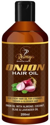 Ramya beauty care Red Onion Hair Oil - WITH COMB APPLICATOR - Controls Hair Fall - NO Mineral Oil, Silicones, Cooking Oil & Synthetic Fragrance - 100 ml Hair Oil(200)