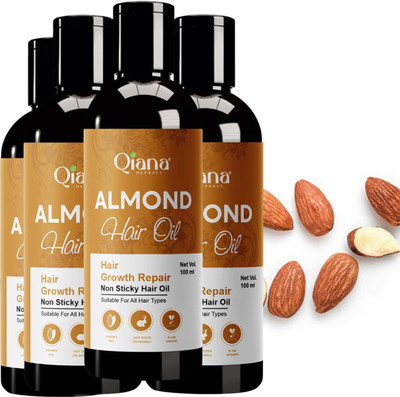 Qiana Lightweight Nourishing Almond Hair Oil – 4x100ml Hair Oil(100 ml)