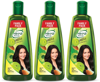 Nihar Naturals Shanti Amla and Badam Hair Oil, For Black, Silky and Stronger Hair, 500 ml x 3 Hair Oil(1500 ml)