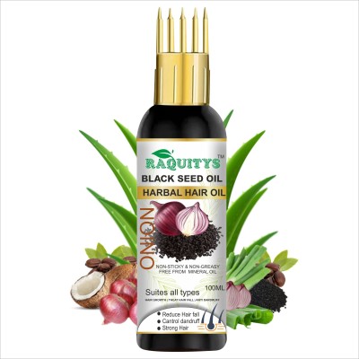 RAQUITYS Black Seed Onion Hair Oil - WITH COMB APPLICATOR m Hair Oil (100 ml) Hair Oil(100 ml)