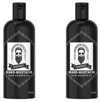 HAIRMUST 2-Pack Beard & Mustache Oil (100 ml Each) | 25 Natural Herbs|facial oil Comb Hair Oil(200 ml)