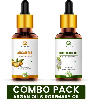 Wostoo Argan & Rosemary Pure and Natural Essential Oils 15ml (Pack of 2) Hair Oil(30 ml)