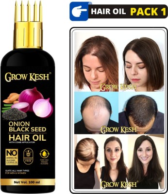 Growkesh Onion Hair Oil for Hair Growth and Hair Fall Control Hair Oil With Comb 100ml Hair Oil(100 ml)