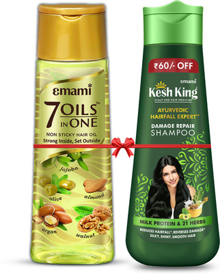 EMAMI 7 Oils In One 500ml + Kesh King Shampoo Damage Repair 340ml  (2 Items In The Set) For Rs. 227 @ 65 %