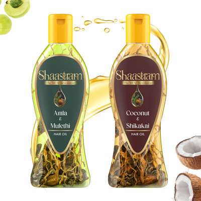 Shaastram Amla Mulethi & Coconut Shikakai Combo with Real Herbs Extract Herbal  Hair Oil(360 ml)