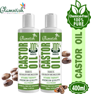 Glamwish Pure Cold Pressed Castor Oil For Healthy Hair & Skin And Comb (Each Oil 200ml) Hair Oil(400 ml)