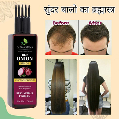 Dr. NAvadiya Onion Oil - Black Seed Onion Hair Oil - WITH COMB APPLICATOR - Control Hair Fall Hair Oil(100 ml)