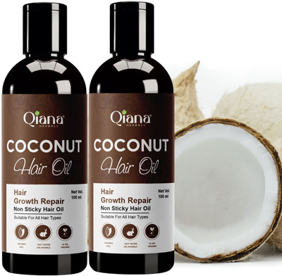 Qiana Coconut Hair Oil – Herbal Protection for Hair - Pack of 2 Hair Oil(100 ml)