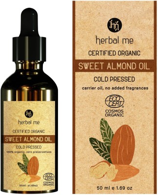 Herbal Me Certified Organic Oil For Face & Hair (Sweet Almond Oil) Hair Oil(50 ml)