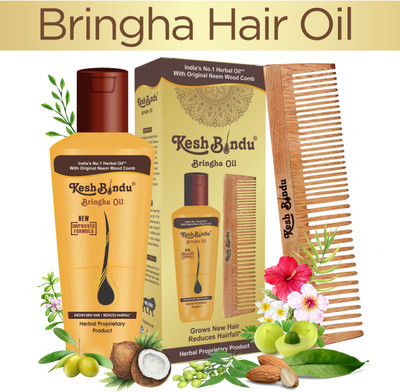 KeshBindu Bringha Hair Growth Oil With Neem Wooden Comb Hair Oil(129 ml)