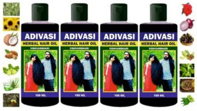 Adivasi Ayurvedic Hand Made Hair Oil 100ml pack of 4  Hair Oil(400 ml)