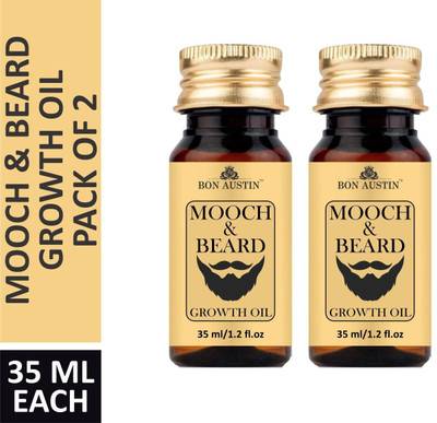 Bon Austin Lite MOOCH & BEARD GROWTH OIL- With Argan & Jojoba Growth Boosters Combo pack of 2 Bottles of 30 ml(60 ml) Hair Oil(60 ml)
