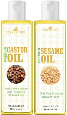 PARK DANIEL Premium Virgin Sesame Oil and Castor oil Combo pack of 2 bottles of 100 ml(200 ml) Hair Oil(200 ml)