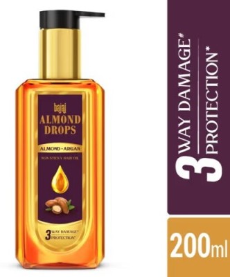 BAJAJ Almond Drops With Argan Non Sticky Hair Oil -200ml Hair Oil(200 ml)