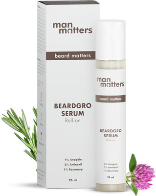 Man Matters BeardGro Serum Roll On | Anagain, Aminexil & Rosemary | Stronger & Thicker Beard Hair Oil(25 ml)