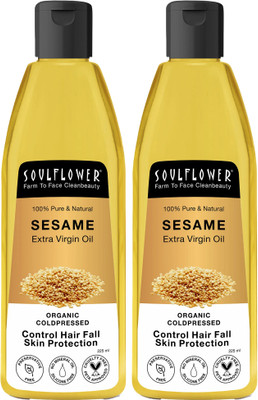 Soulflower Cold Pressed Sesame Oil, Enhance Hair Growth & Skin Texture Hair Oil(450 ml)