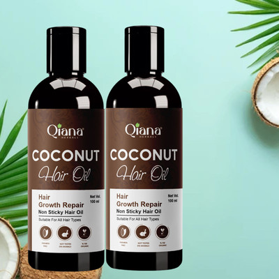 Qiana Coconut Hair Oil – For Hair That Grows & Glows - Pack of 2 Hair Oil(100 ml)