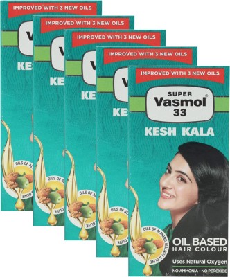 Super Vasmol 33 Kesh Kala Oil Based Hair Colour 50 ml (Pack Of 5) Hair Oil(250 ml)