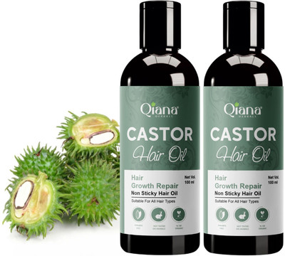 Qiana Castor Hair Oil – Anti-Hair Fall Herbal Therapy - Pack of 2 Hair Oil(100 ml)