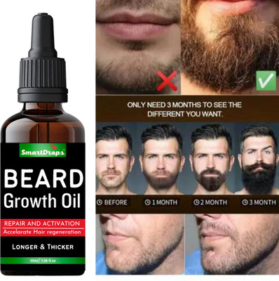 smartdrops New & Powerful Beard Growth Formula – For faster and More Beard Growth Hair Oil(30 ml)
