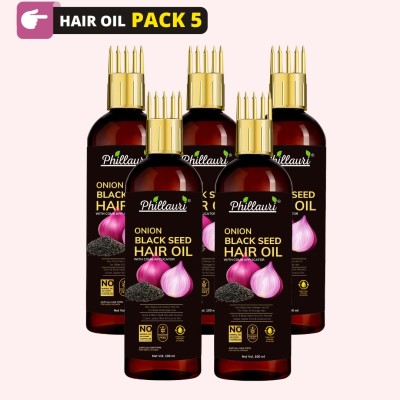 Phillauri Red Onion Black Seed Oil Ultimate HAIR OIL combo (Pack of 5) Hair Oil  (500 ml)