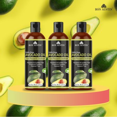 Bon Austin Premium Avocado Herbal Hair Oil - For Hair Growth and Anti Hair Fall Combo Pack Of 3 Bottle of 100 ml (300ml) Hair Oil(300 ml)