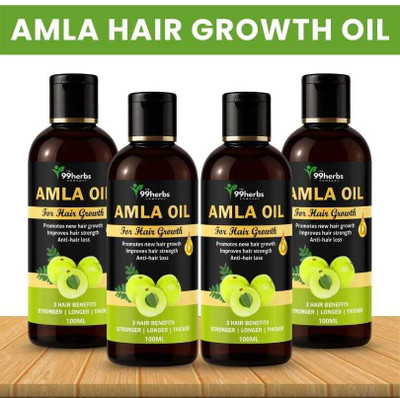 The 99 Herbs Company 99HERBS Amla Hair Oil 100ml – Pack of 4 | Natural Hair Growth & Nourishment Hair Oil(100 ml)