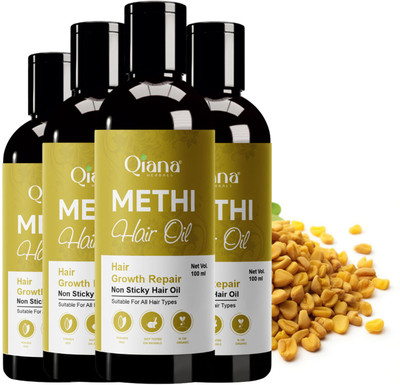 Qiana Methi Hair Oil – Softens Hair & Adds Natural Shine - Pack of 4 Hair Oil(100 ml)