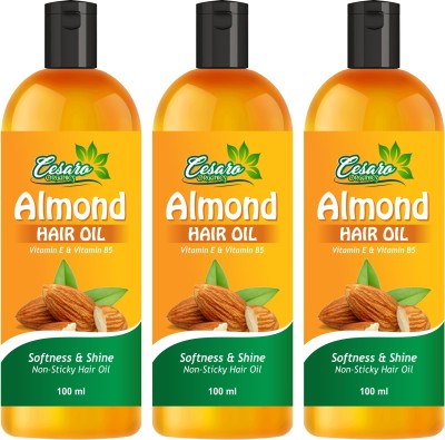 Cesaro Organics Almond Hair Oil with Almond and Vitamin E for Non Sticky , Damage free Hair Oil(300 ml)