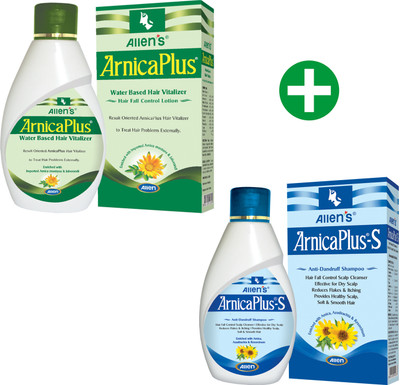 Allen's ArnicaPlus Hair Root Vitalizer + ArnicaPlus Shampoo (100 ml each) 2 packs each Hair Oil(400 g)