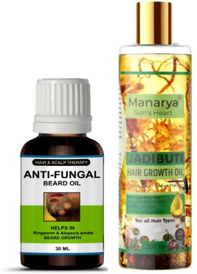 Manarya Sun's Heart Anti Fungal Beard Oil & Ayurvedic Jadibuti 21 Herbs  Hair Oil(230 ml)
