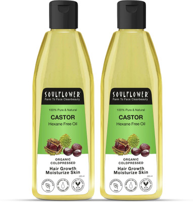 Soulflower Coldpressed Castor Oil For Thick Hair | Eyebrows | Lashes | Skin Nourishment Hair Oil(450 ml)