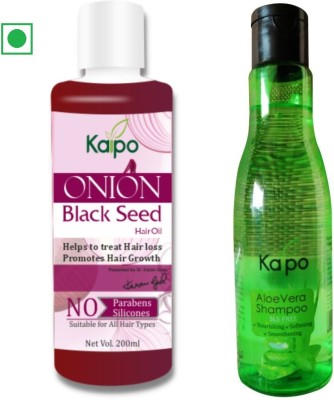 KAIPO Onion Hair Oil & Aloe Vera Shampoo for Hair Fall Control (200ML X 2) Shampoo & Hair Oil(400 ml)