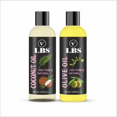 LBS Coconut Oil & Olive Oil Herbal Hair Oil for Hair, Skin and Body, 100 ml each Hair Oil(100 ml)