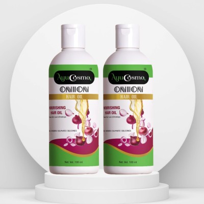 AYUCOSMO pack of 2 Onion Hair Oil For Strong Hair & best performance Hair Oil(200 ml)