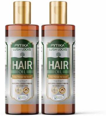 Fytika Lush locks Hair Oil - Promotes Hair Growth, Reduces Hair Fall & Dandruff | Natural & Herbal Hair Oil(400 ml)